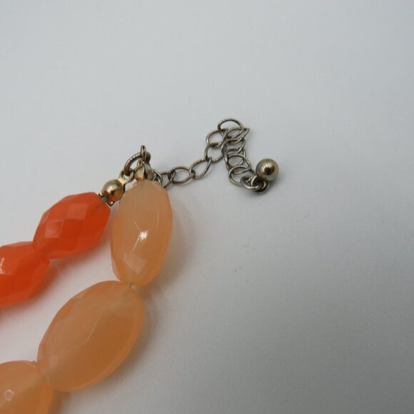 Vintage Necklace 16" Double Strand Plastic Faceted Two Tone Orange Beads - Picture 10 of 12
